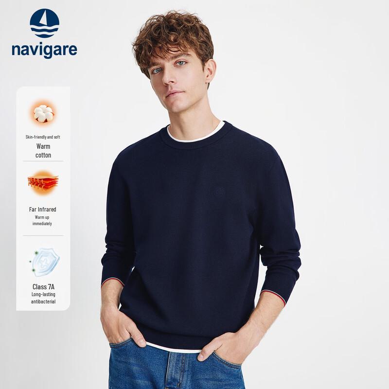 Navigare Men's 100% Cotton Round Neck Knit Sweater