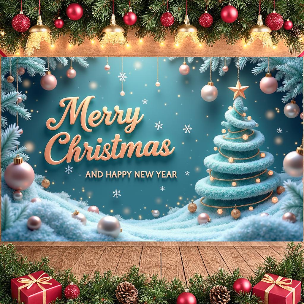 New Year Festive Display Blue Background Holiday Background New Year Background Wintery Xmas Display For Home Party New Year