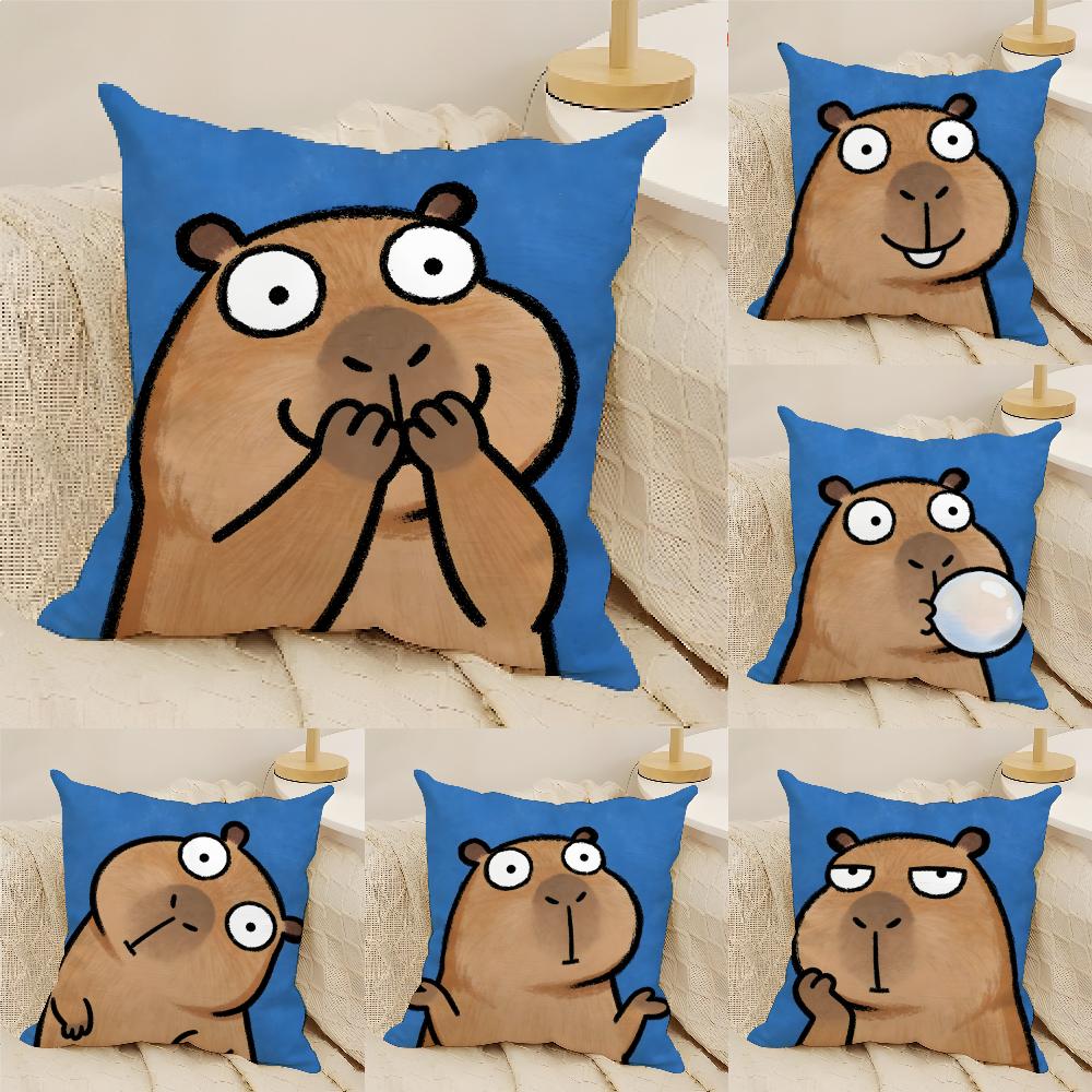 Cute Cartoon Capybara Pillow Case Home Living Room Decoration Linen Pillow Cases Cushion Cover
