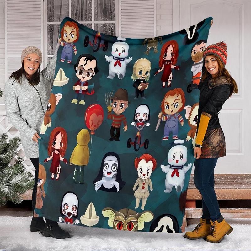 Halloween horror Theme Printed Blanket - Perfect for Couch, Bed, Travel & Outdoor Use | Machine Washable, Cozy & Durable.