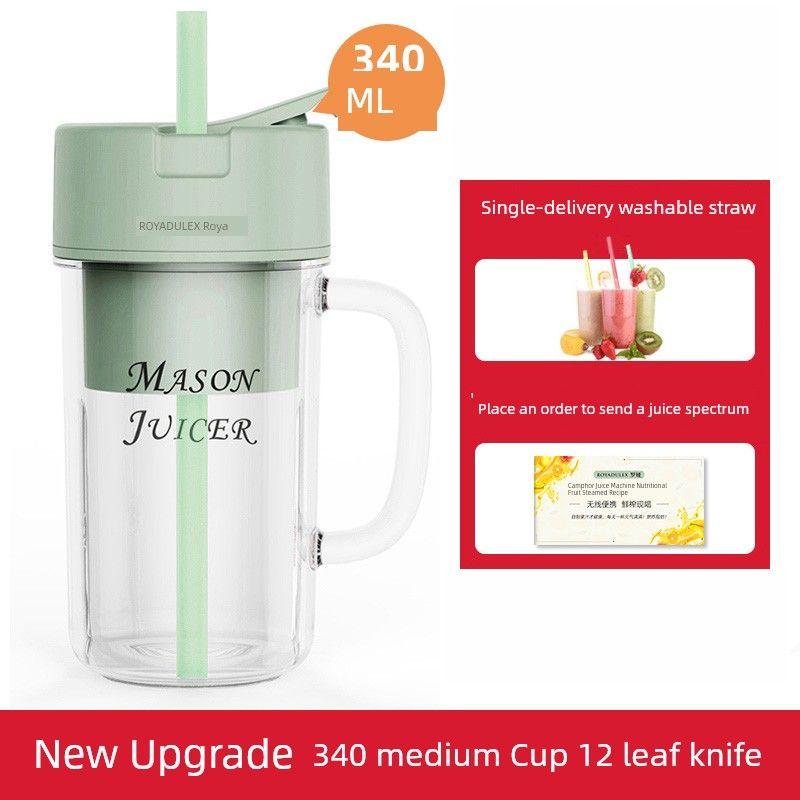 

Luo Ya Juicer Cup Juicer Portable Straight Drink Cup Multifunctional Electric Cup Juice Ice Crushing Stirring Milkshake Mason Cup 340ml Scandinavian Green