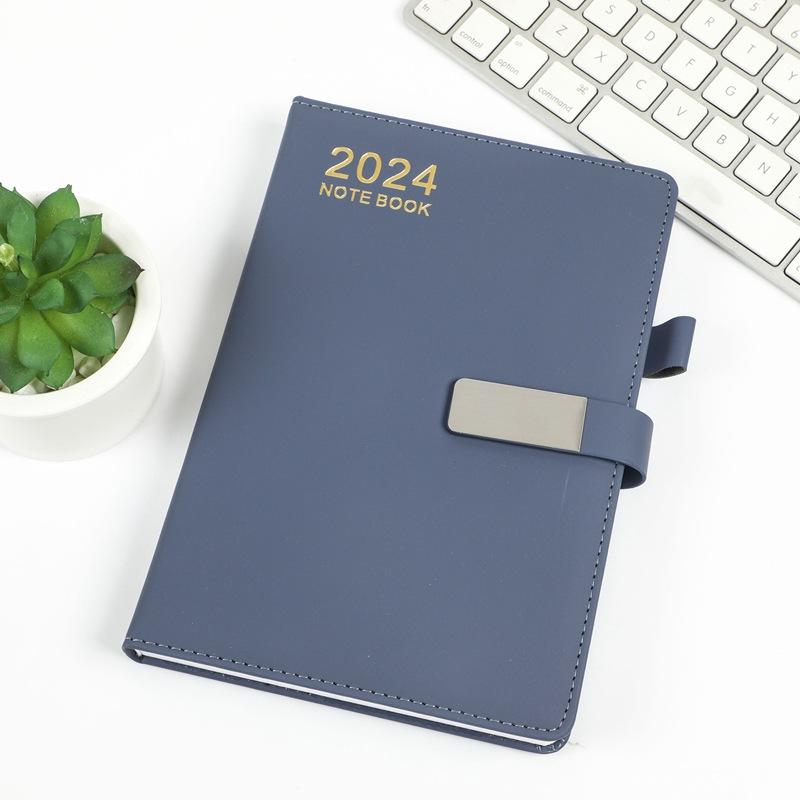 Custom Logo A5 PU Leather Agenda Planner Journal Notebook Office School Diary (Blue,21.3*14.6 CM&A5)