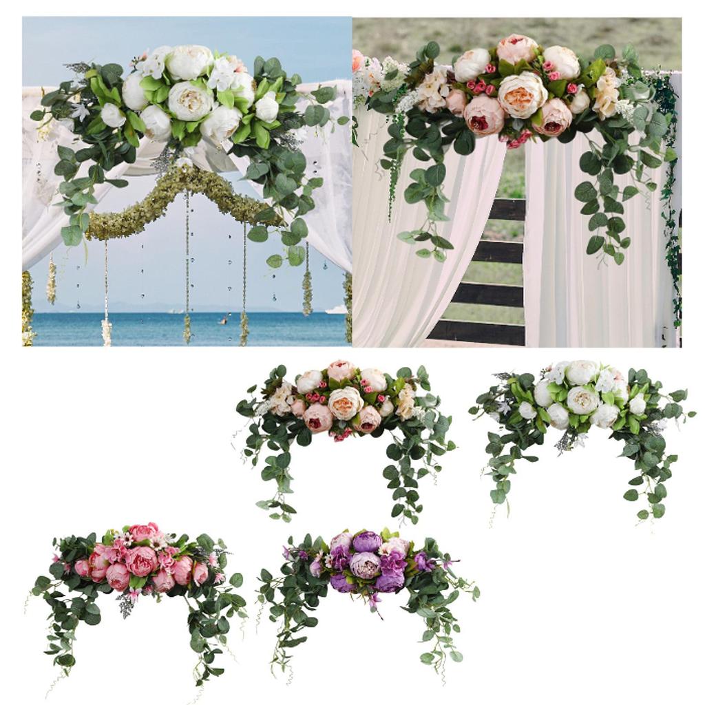 Wedding of flowers decor a rustic artificial flower with green leaves for the