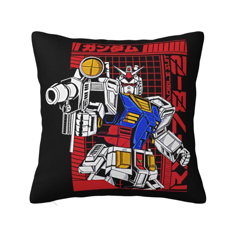 Custom Modern Gundams Robot Anime Cushion Cover for Sofa Velvet Game Manga Throw Pillow Case