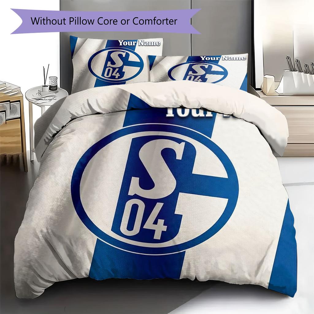 FC Schalke 04 Custom Name Pattern Bedding,Quilt Set Quilt Cover Pillowcase Home Birthday Gift(1 * duvet cover + 2 * pillowcase, without core)