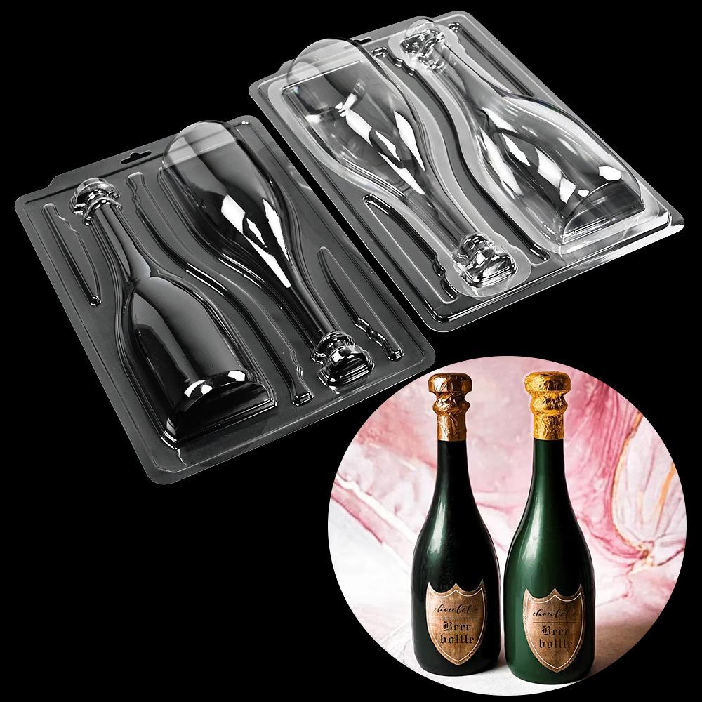 New 3D Football Chocolate Mold Plastic Transparent Red Wine Champagne Bottle Bakery Cake Decoration Baking Pastry Tools Mould