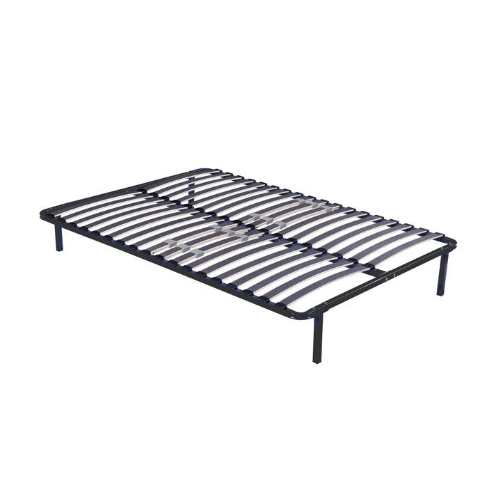 Marion - Black Bed Base Reinforced Slatted Frame and Adjustable Support Feet 120x200 X 29 Cm In Metal - R Assembly