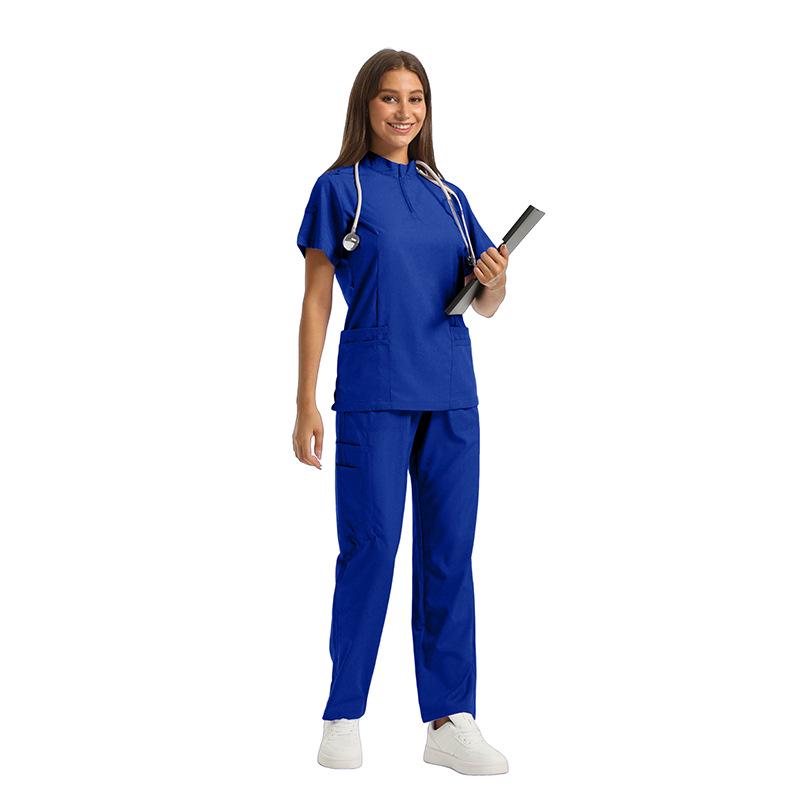Damen Kurzarm Reißverschluss Scrub Set für Tierpflege, Krankenhaus, Arzt, Krankenschwester