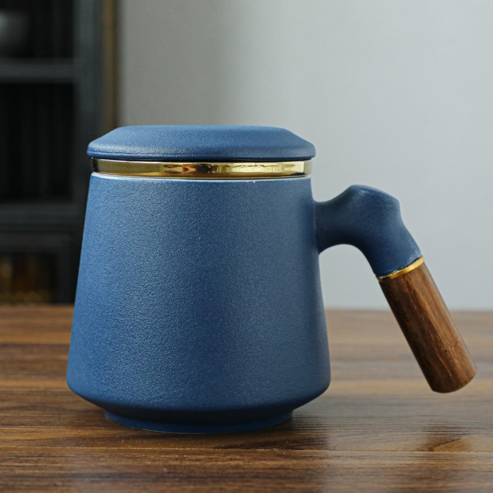 Cană de ceai ceramică personalizată cu capac cană de separare a ceaiului filtru cană de apă cană cu mâner din lemn creativ cană de birou cană cadou