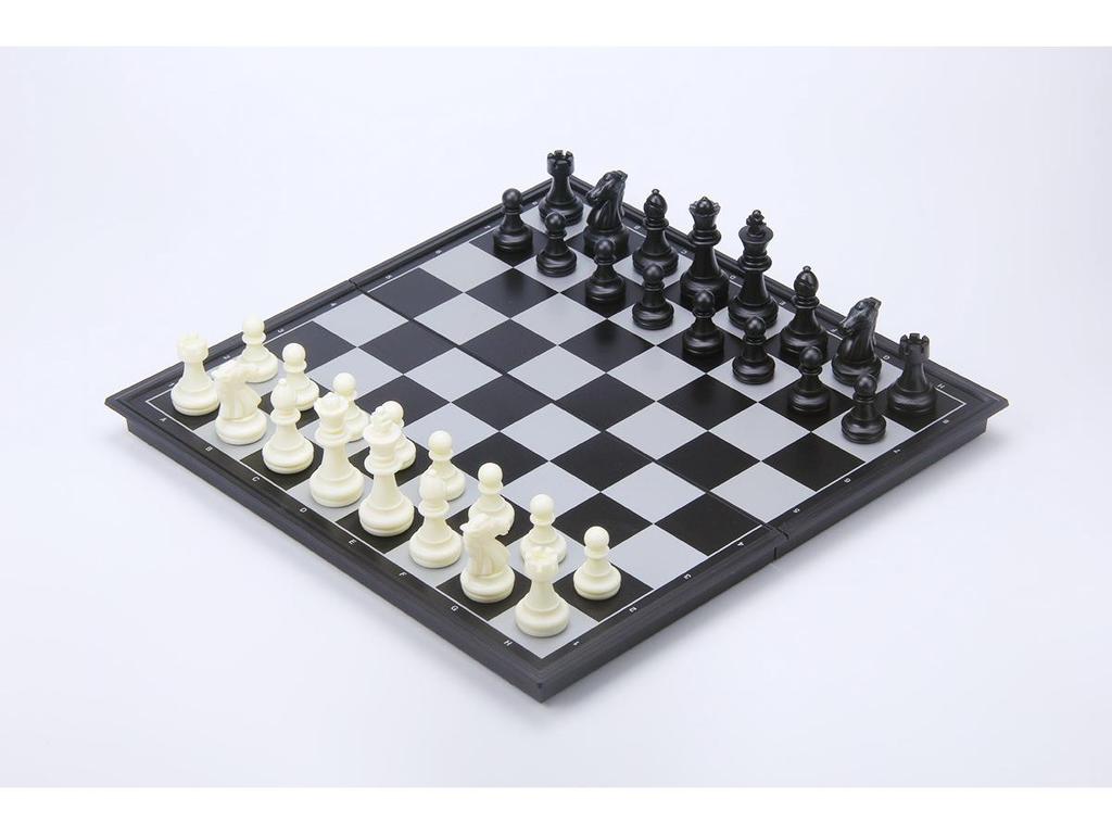 Youbang Drei-in-Eins Magnetisches Faltbares Schach-, Dame- und Backgammon-Spielset (Mittel)