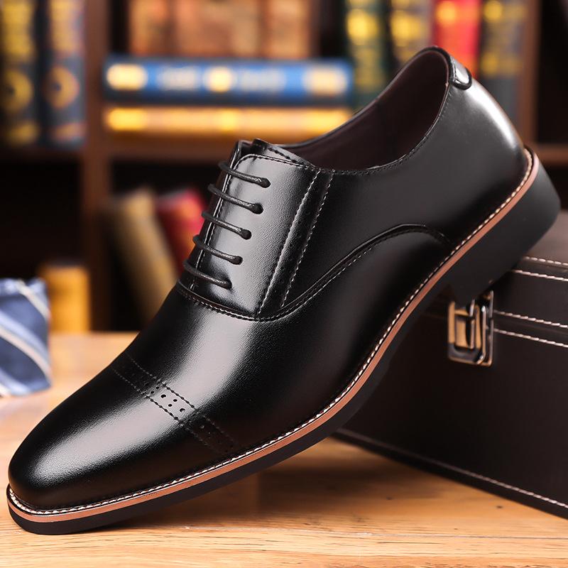 

Leather shoes men s British 2025 new large size three joint business dress shoes lace up gentleman office work derby shoes 38