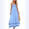 TK women's summer elegant long dress casual sleeveless thin shoulder strap pleated beach long dress dress