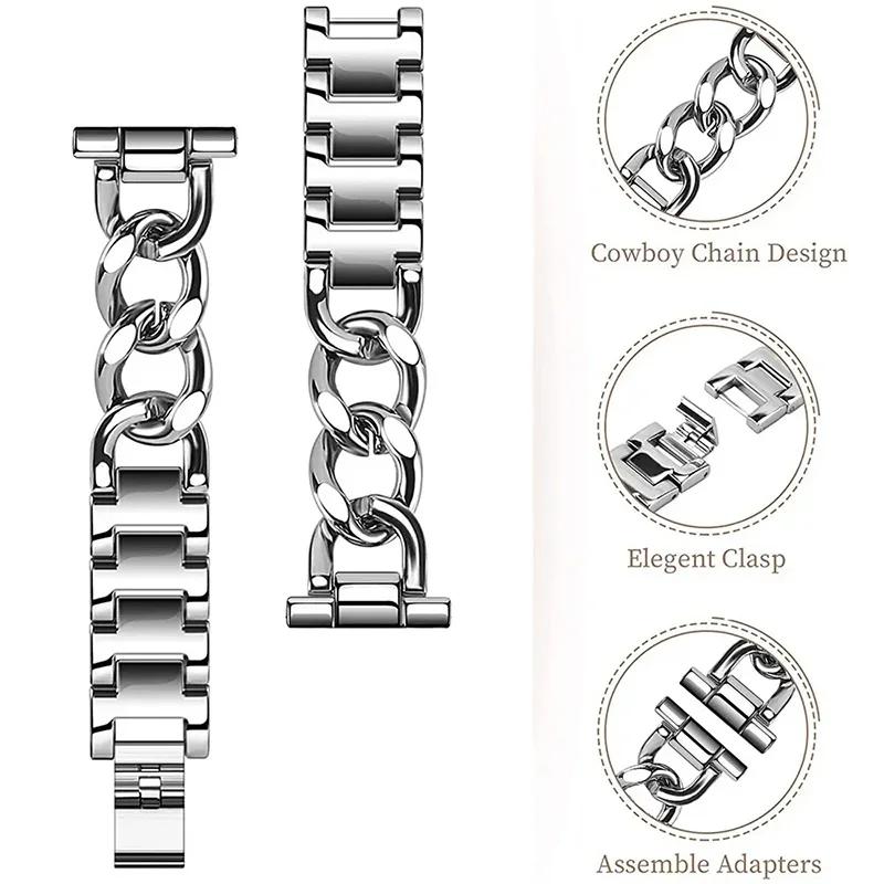 Bling Case+Bracelet for Samsung Galaxy Watch 7 6 5 4 40mm 44mm Metal Cowboy Chain Strap Screen protector Galaxy Watch 4 5 6 Band
