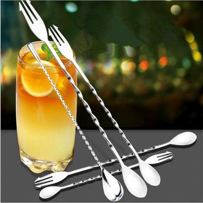 Stainless Steel Threaded Bar Spoon Swizzle Stick Coffee Cocktail Mojito Wine Spoons Barware Bartender Tools Accessories