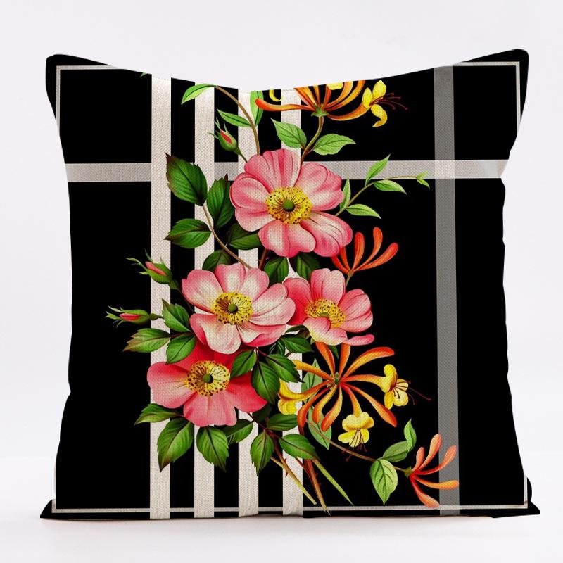 Painted Flower Patterns Throw Pillow Cover With Short Plush Print For Living Room Sofa Decoration Cushion Cover Pillow Covers