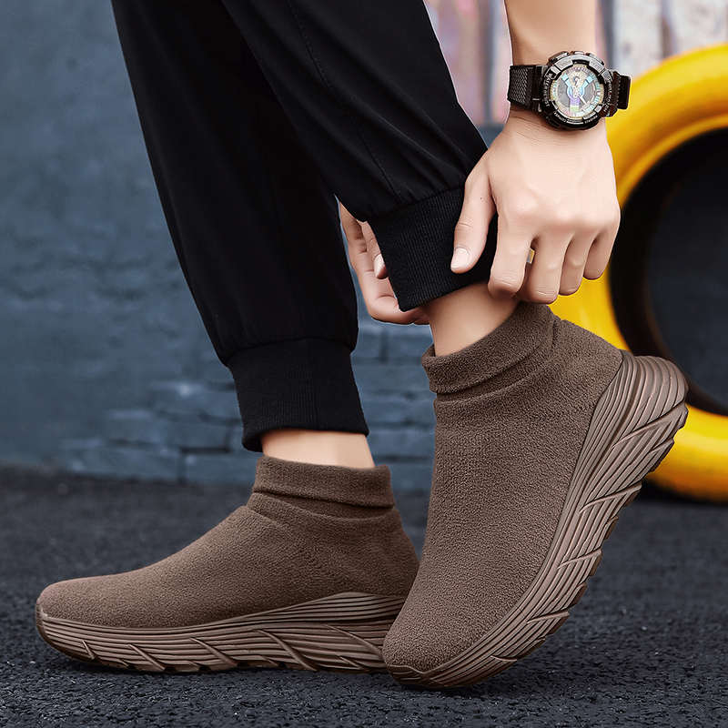 Fashion Knitting Height Increasing Women's Medium Heel Shoes Oxford Cute Heels For Women Dark Blue Shoes Sneakers Sports Overseas