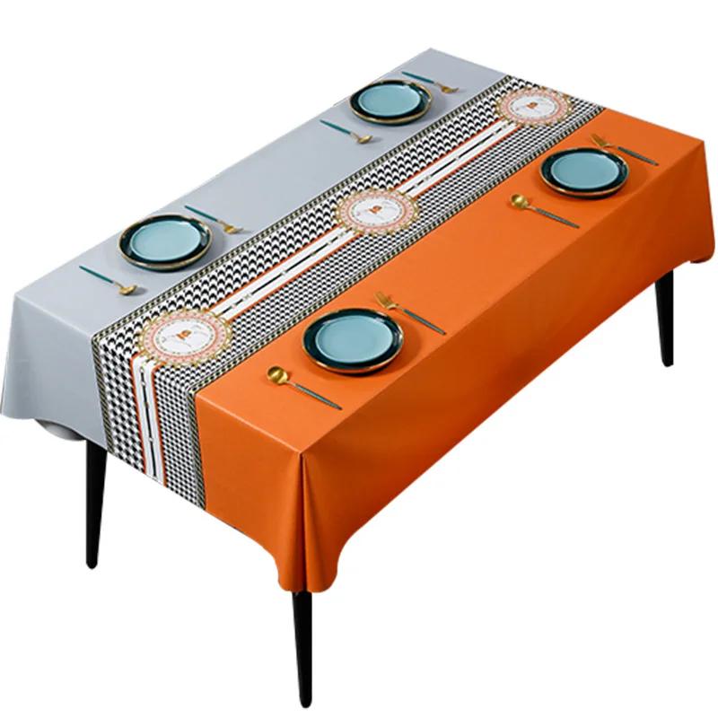 Neue hochwertige PVC-Tischdecke Wasserdicht Ölfest Verbrühschutz Einweg Leichter Luxus Rechteckige Tischdecke