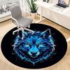 1pc Wolf Head Chair Carpet for Office, Round Non-Slip Durable Large Size Office Carpet, Suitable for Office, Beautiful Decoration