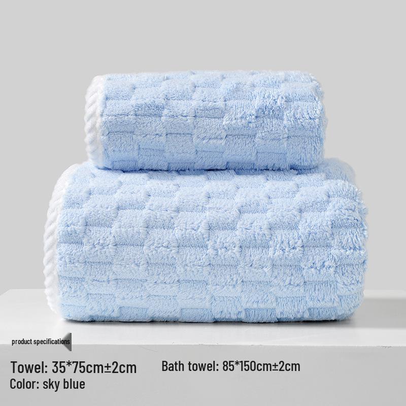 Xiangfengyun Dorge Large Coral Fleece Bath Towel Set - Extra Thick, Soft, and Absorbent (85x150 cm)