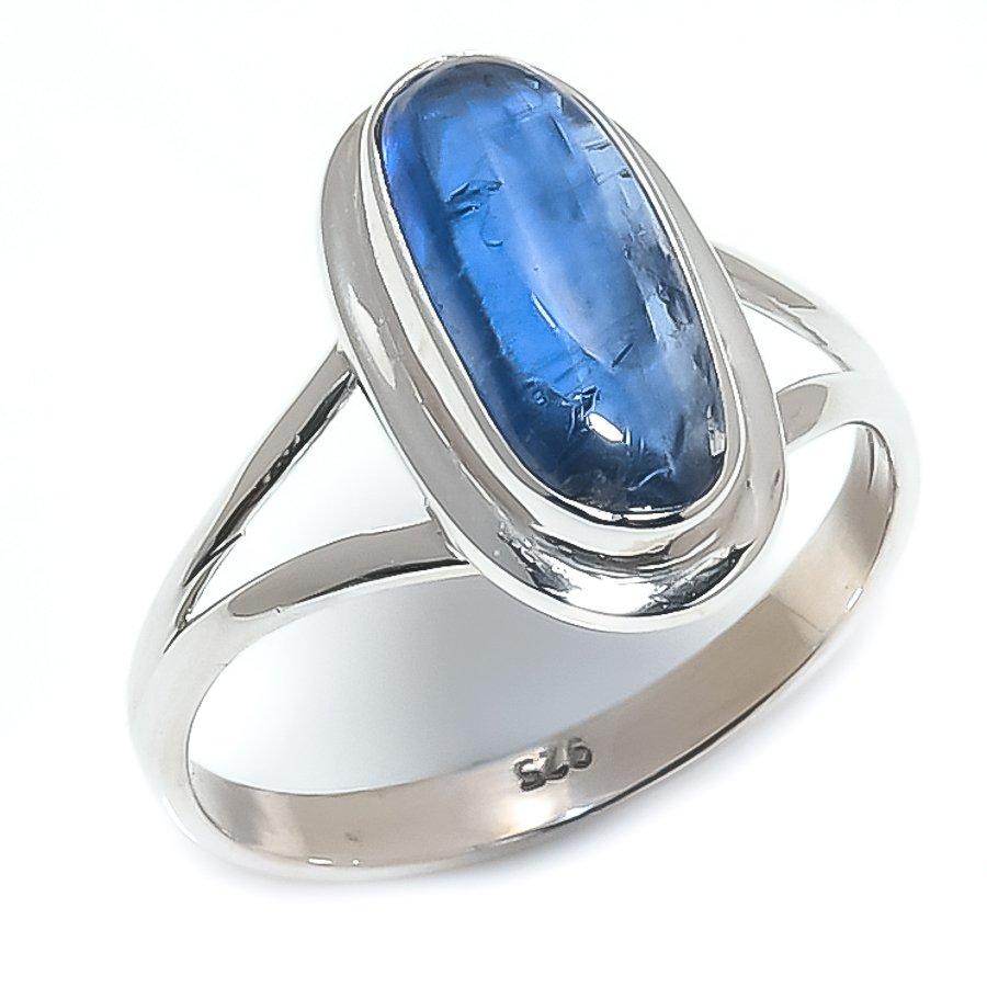 Natural Blue Kyanite Gemstone Handmade 925 Solid Silver Jewelry Ring Size 9 c1i00