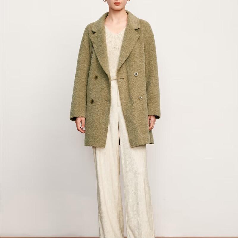 JZ ANNACOL Women's Retro Wool Double-breasted Mid-length Coat