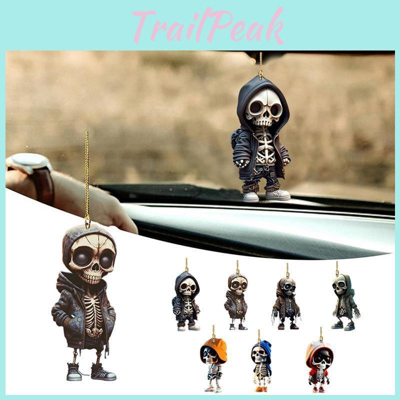 Colorful Acrylic Skull Car Hanging Decoration For Retro Halloween Home Decor