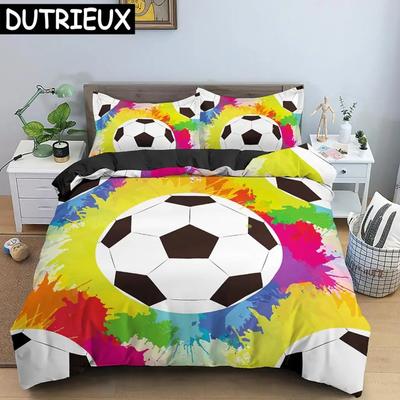 3D Football Duvet Cover Double Queen Full Bedding Set 23pcs Quilt Cover With Zipper Closure King Size Polyester Comforter Cover
