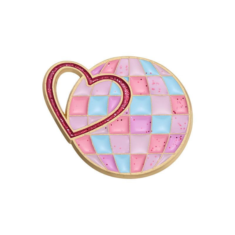 Contemporary Geometric Round Planet Badge Striking Alphabet Disco Light Metal Brooch For All Occasions