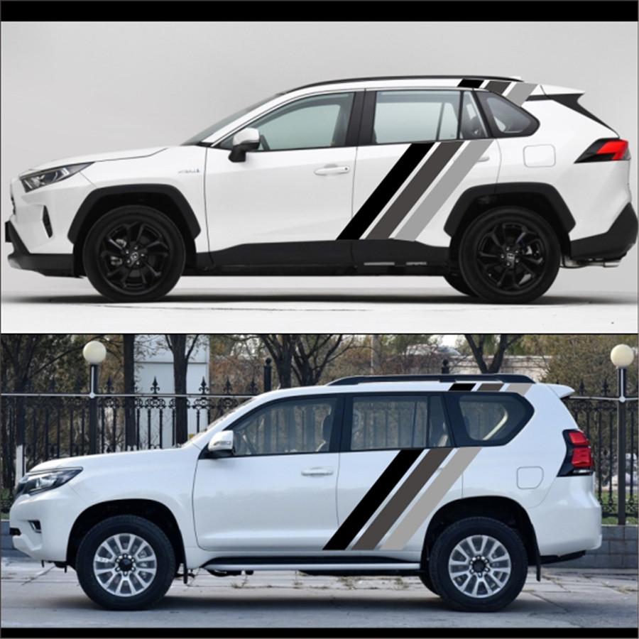 Tricolor Lines Customized Vinyl Decal Car Body Door Side Stickers Stripes Racing
