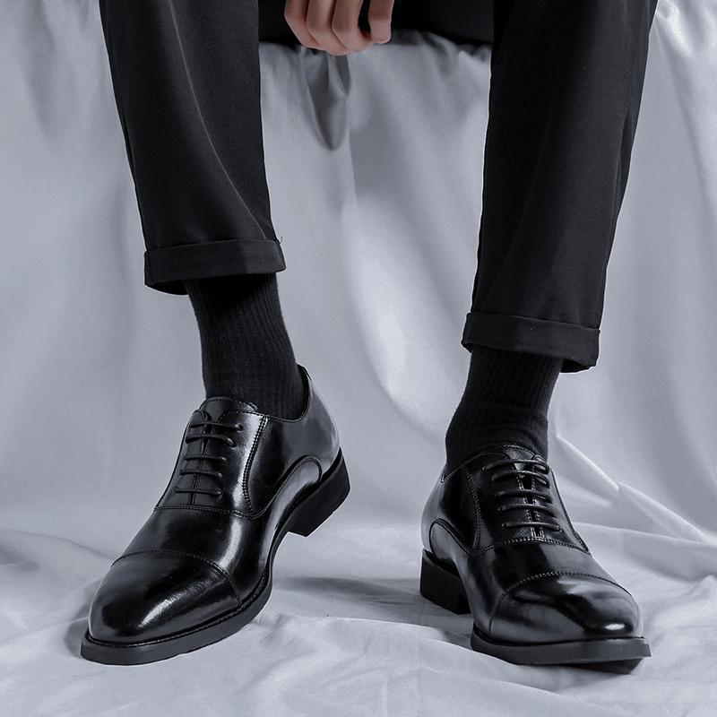 Invisible Inner Heightening Leather Shoes Martin Boots Cotton Business Dress Wedding Groom Chelsea Boots