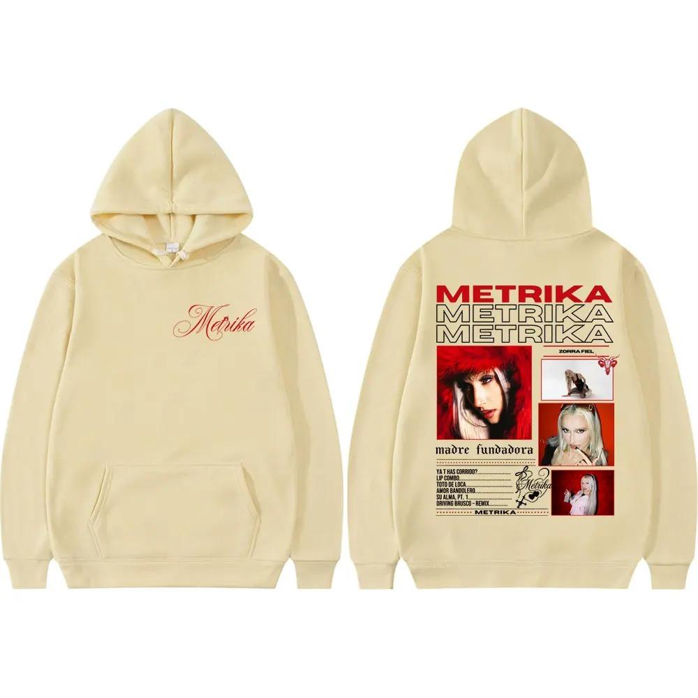 Rapper Metrika Graphic Print Hoodie Fashion Y2k Men's Women Hip-hop Retro Cotton Warm Sweatshirt Loose Oversized Coat