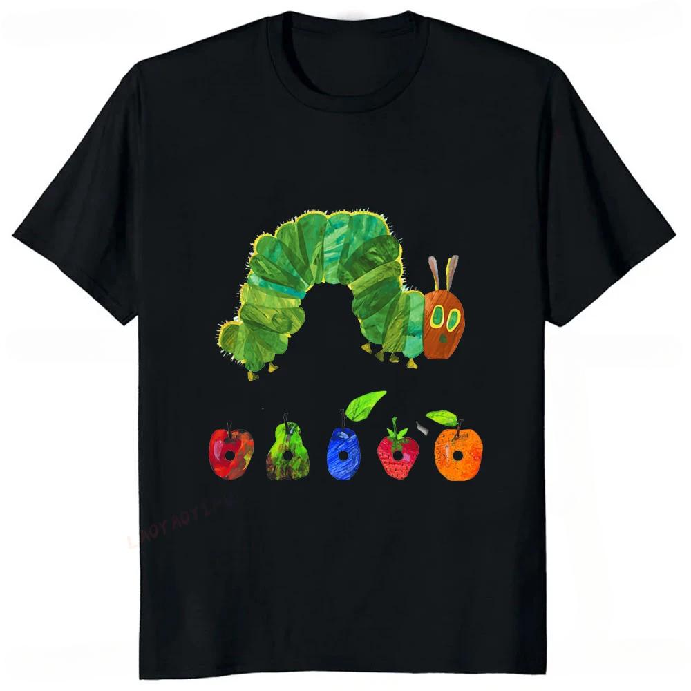 Funny The Very Hungry Caterpillar Cartoon Printed Tshirt Summer Style Casual Fashion Couples Clothing Y2K Harajuku Unisex Tees