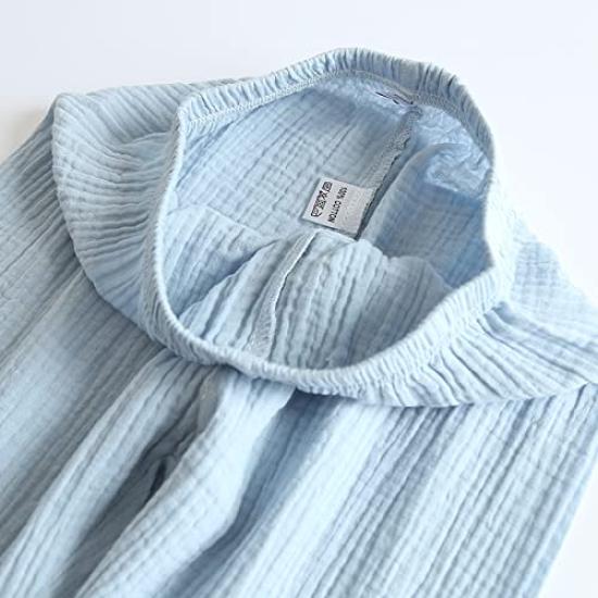 Yume Pajamas Double Gauze Pajamas for Roomwear for Long Marshmallow Sensitive Light Kids, Children, Cotton, Spring/Summer, Autumn/Winter, V-neck,