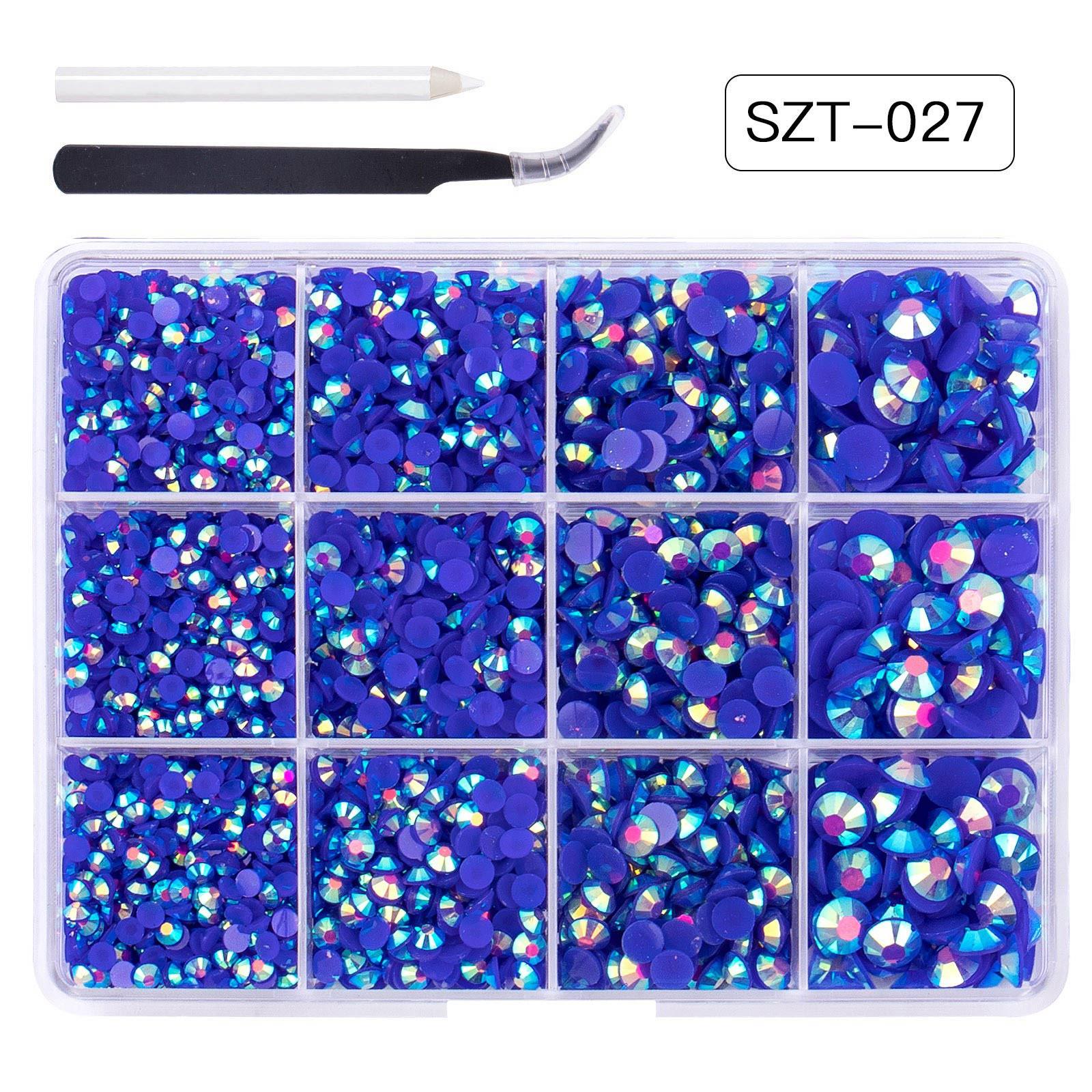 

Стразы с плоской задней стороной – 12-ячеечные смешанные цвета серия шампань DIY украшения, 1 коробка, с пинцетом и клеящим карандашом One Size