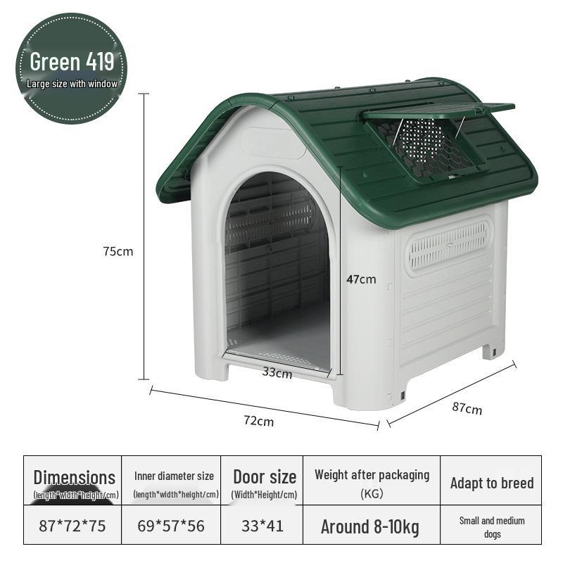 Rainproof Outdoor Dog Kennel for Medium & Large Dogs with Bed - Summer Cat Nest & Dog Cage Villa