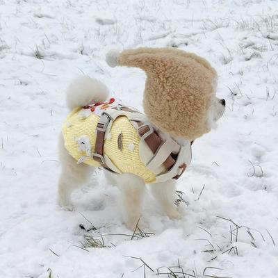 Funny Warm Pet Head Cover Comfortable Noise Protection Winter Pet Hat with Ball Soft Plush Pet Headgear Photography