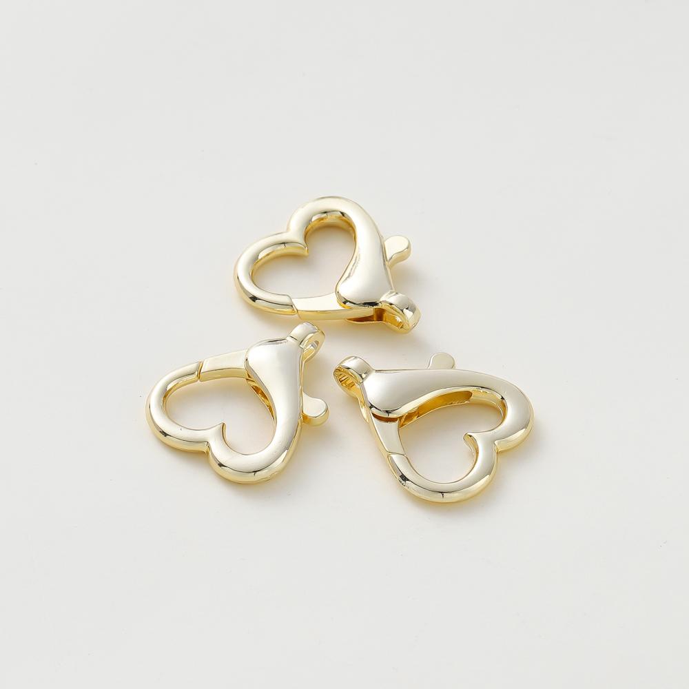 4pcs/bag 14K 18K Gold Color Plated Heart Shape Lobster Clasps Necklace Chain Connectors For DIY Jewelry Crafts Making Accessorie