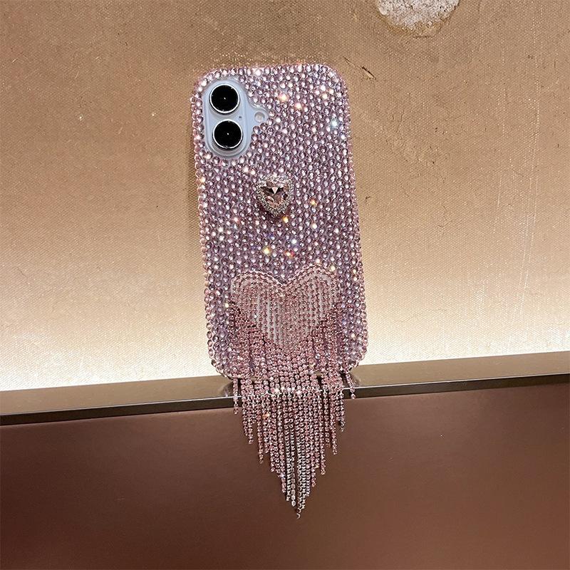 

Applicable To Iphone17 Rhinestone Gem Heart Phone Case Applicable To Apple 16 Love Shiny Women S Internet Celebrities iPhone 17Promax