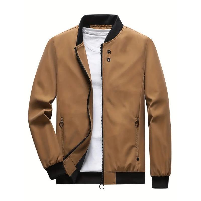 Men S British Style Stand Collar Baseball Jacket Casual Coat