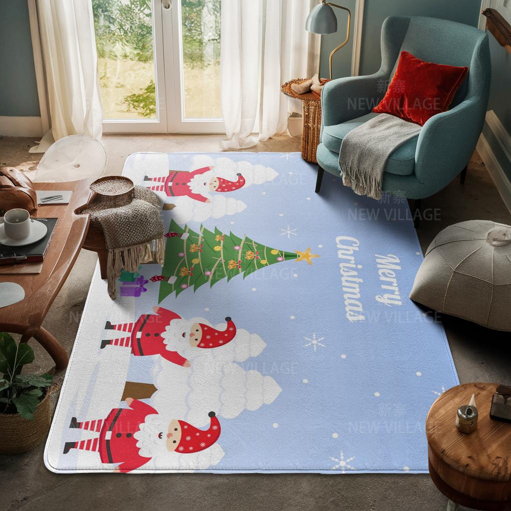 House Entrance Carpet Home Door Mat Living Room Bath Foot Bathroom Non-slip Water Absorption Rugs Bath Merry Christmas Winter