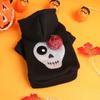 Pet Clothes Dog Cat Silver Skull Halloween Sweater Black Thickened Funny White Skull Embroidered Button Hooded Jacket