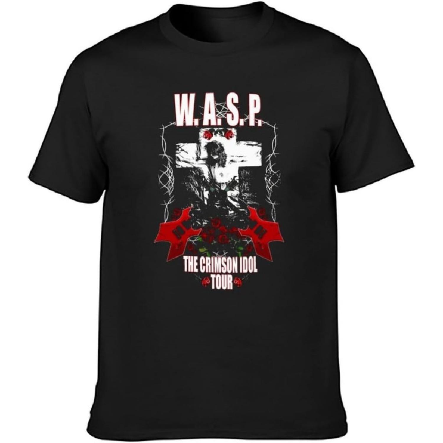 ZHONGWO Wasp Crimson Idol Tour Heavy Metal Men Summer Short Sleeve Cotton T-Shirts Black XXXXXL разноцветный