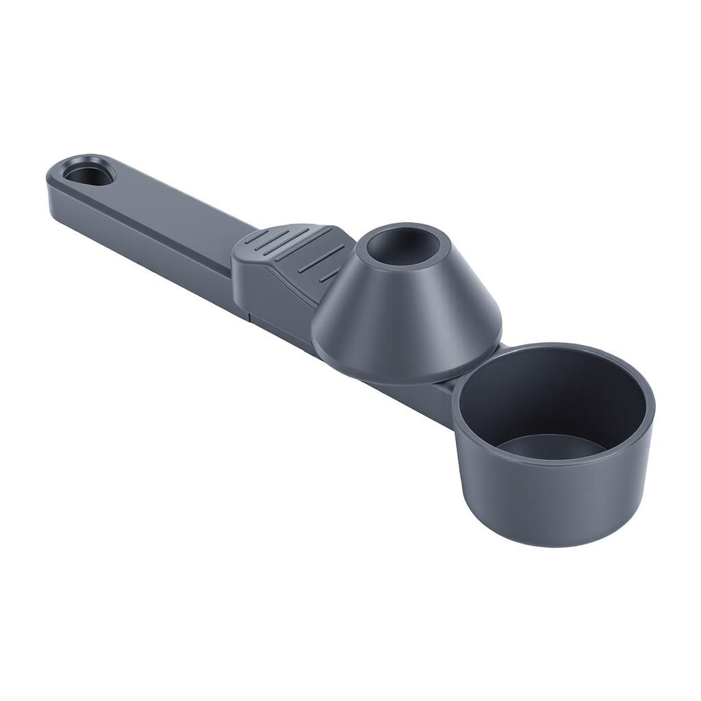 Coffee Scoop with Funnel 2 Tablespoon Sliding Measuring Scoop for Reusable Refillable Capsules Gray