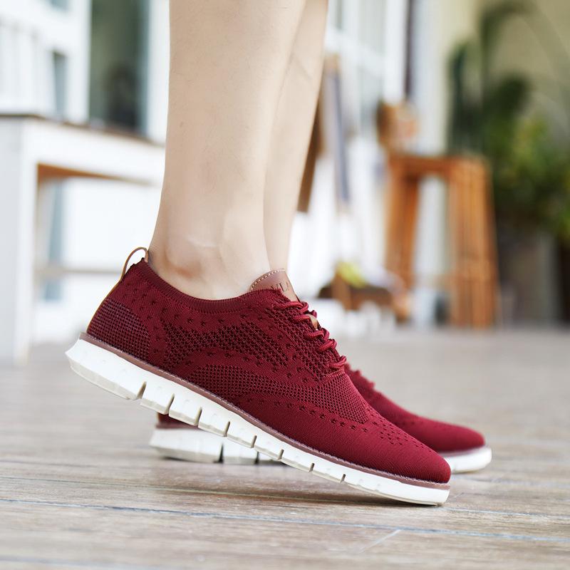 Autumn and winter new retro knitted lace-up flat casual shoes Brock men's shoes lightweight formal street style men's shoes