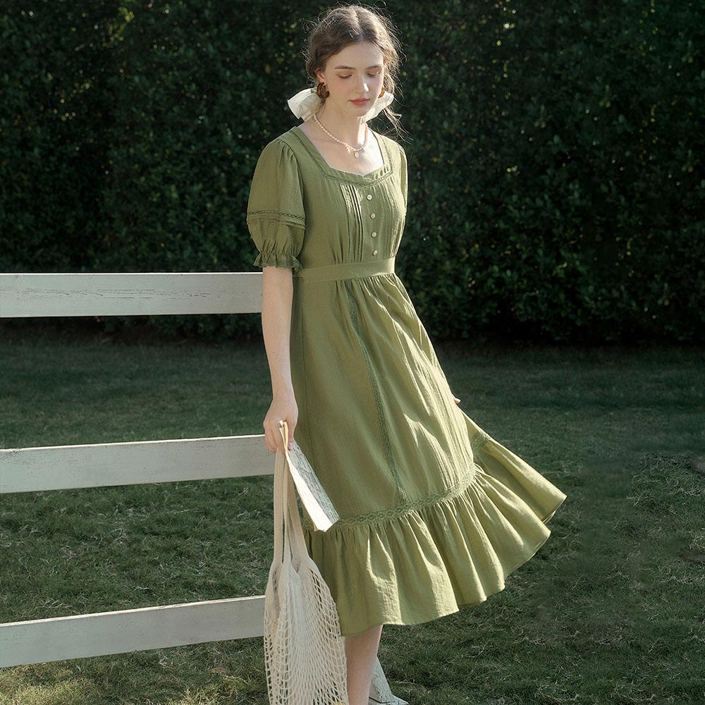 Simpeulleteulo Sr_Hyde Lace Square Neck Dress_Green