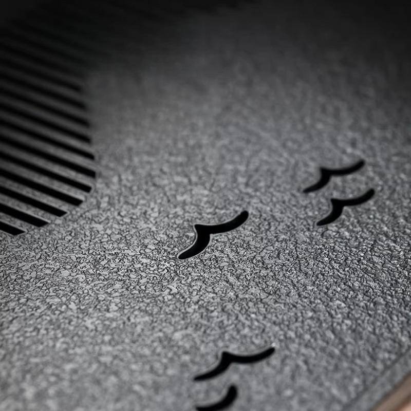 Imitation Black Stone Tea Tray with Drainage, Dry/Wet Zen Ceremony Set, Non-Slip Heat Resistant Tea Utensil Holder, Serving Tray