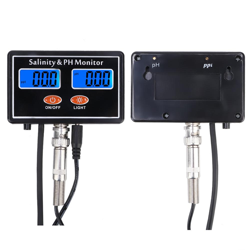 2in 1 Online PH and Salinity Monitor PH Meter Salinity Tester for Aquarium Pool Water Quality Tester