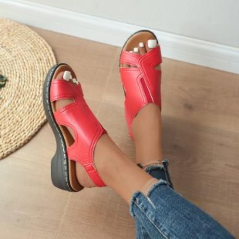 2 new large size one-word buckle belt summer new sandals women's Velcro shoes