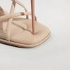 2024 Summer New Simple Square Headed Slim Strap Thick Heel Sandals for Women, Straight Toe Open Toe Sandals for Women