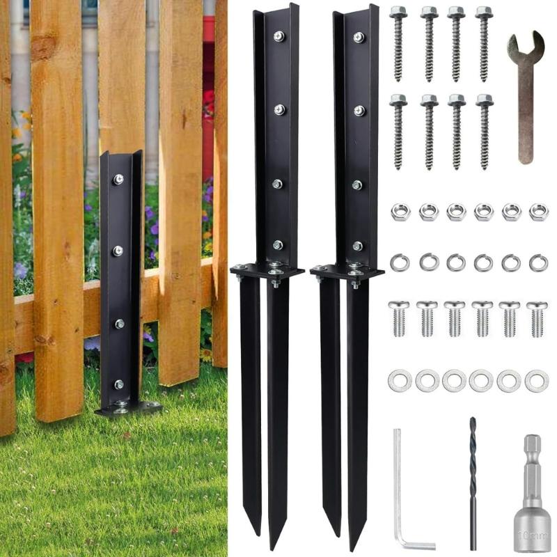 Steel Fence Support Pin Repair Stake Stabilizers 33.6Inch Fit for Fixing Tilted/Broken Wood Fence Post Easy Installation